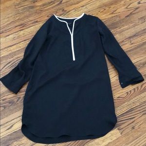 Silky Black Caftan-Style Dress with Shirt Details